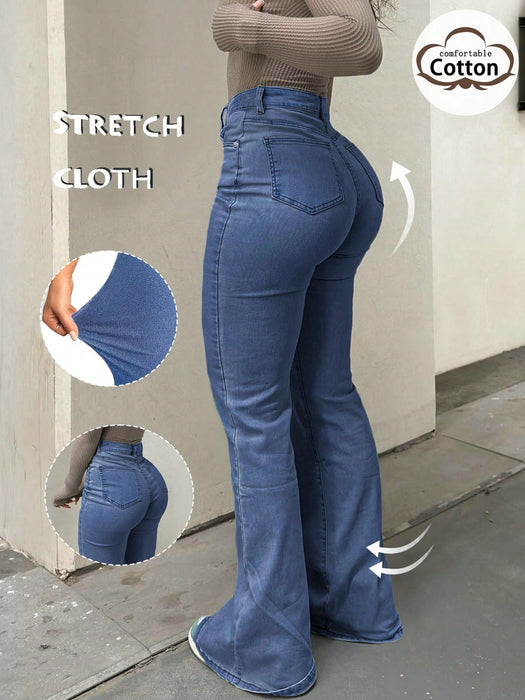 SHEIN Y2K de GILIPUR Pantalones vaqueros acampanados elegantes elásticos de talle alto estilo