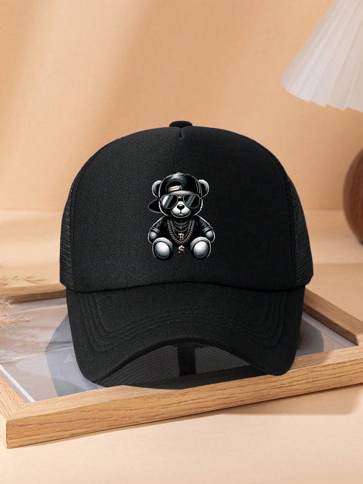 Gorra de camionero con estampado de oso para hombres