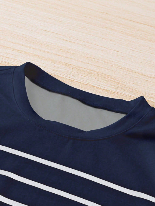 SHEIN Pariaura Camiseta casual de rayas para mujer versátil