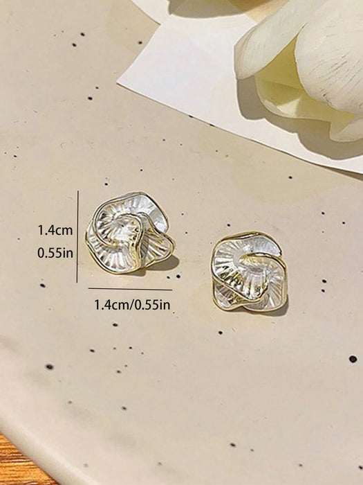 1 par de pendientes de flor de camelia blanca, diseño ligero y lujoso