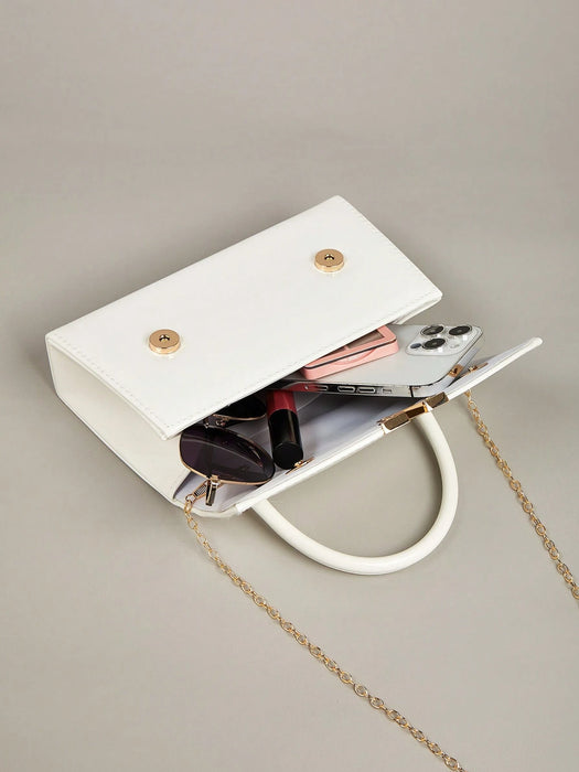 SHEIN bolso de mano de lujo de piel sintética con espejo de color liso es ligero y portátil