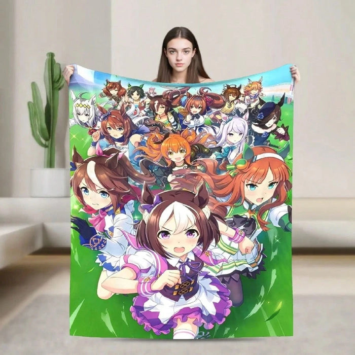 Manta de franela con decoración de la serie de anime Umamusume Pretty Derby