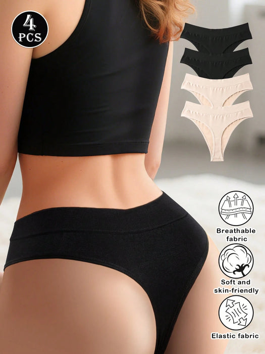 SHEIN 4 braguitas tanga sin costuras de talle alto, lencería femenina, bragas sexys