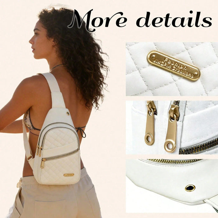 Bolso de cintura minimalista y elegante con textura acolchada con cremallera para mujeres