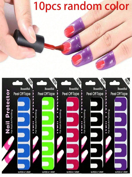10 piezas Pegatinas protectoras en forma de U para esmalte de uñas