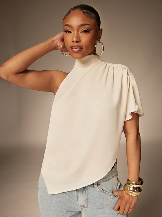 SHEIN Denimoi Top de gasa transparente de un solo hombro, tops sexy para vacaciones