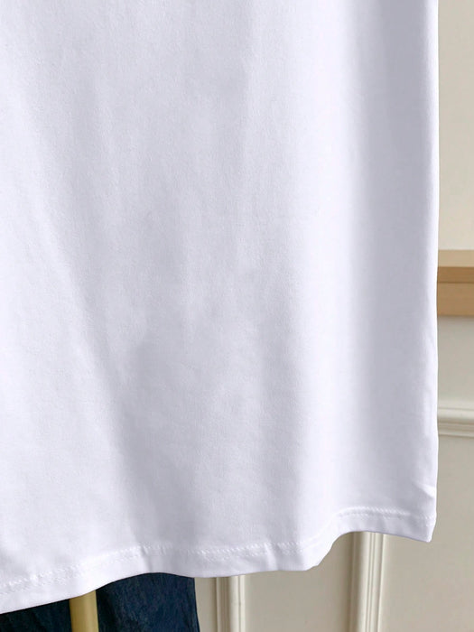 Shein Resyla Camiseta casual versátil de manga corta con cuello redondo y bloques de color para mujer