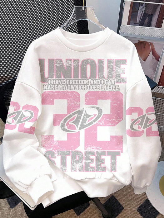 SHEIN Sudadera Oversize de Cuello Redondo para Adolescentes