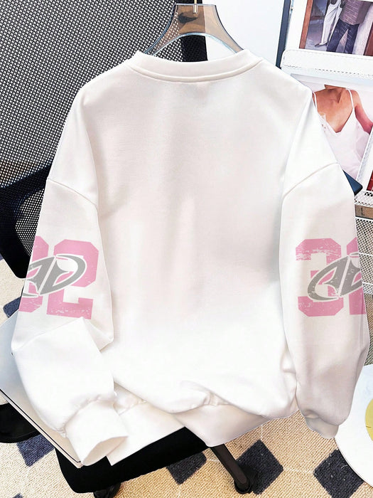 SHEIN Sudadera Oversize de Cuello Redondo para Adolescentes