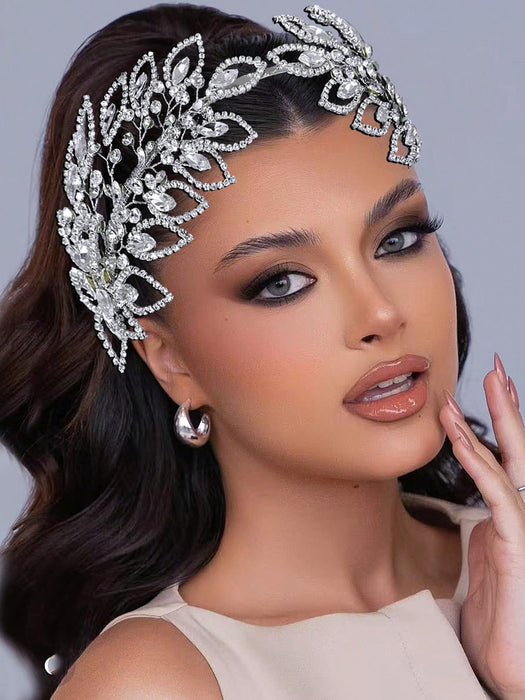 Shein Diadema de novia elegante decorada con diamantes de imitación, diseño de ramas y adornos de cristal sintético
