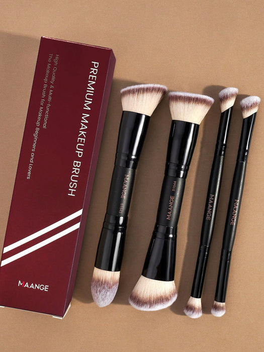 MAANGE Set de 4pcs de brochas de maquillaje profesionales de doble cabezal