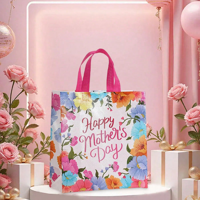 16 piezas de Bolsas de regalo de tela no tejida con asas para el Día de la Madre 22*11*23 cm