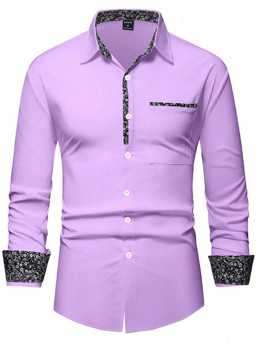 Shein Manfinity Mode Camisa formal de hombre de corte holgado con estampado floral y botones