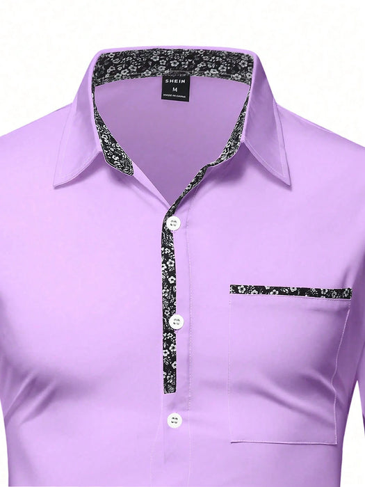 Shein Manfinity Mode Camisa formal de hombre de corte holgado con estampado floral y botones
