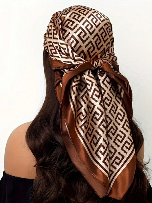 Bufanda multifuncional versátil y a la moda con estampado para la cabeza 1 unidad de 90 cm x 90 cm