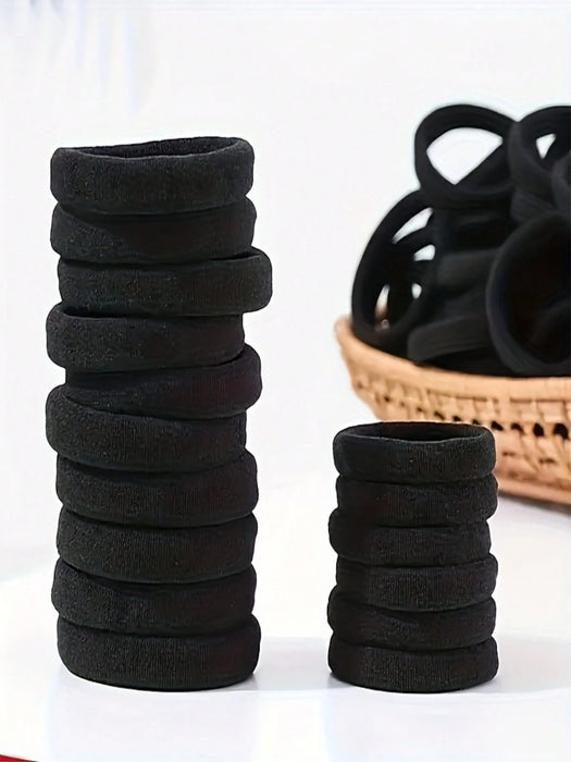 20 unidades de Gomas para el cabello negras de alta elasticidad para mujer, versátiles y de moda