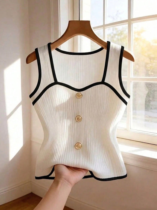 Shein GlowEve  top chaleco de verano blanco de mujer con material de textura