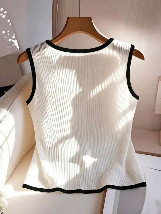 Shein GlowEve  top chaleco de verano blanco de mujer con material de textura