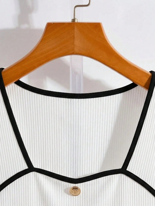 Shein GlowEve  top chaleco de verano blanco de mujer con material de textura