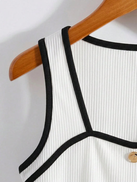 Shein GlowEve  top chaleco de verano blanco de mujer con material de textura
