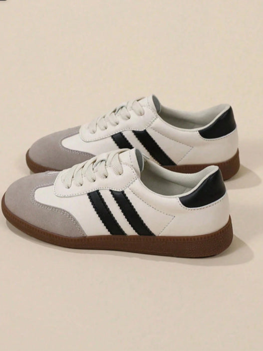 Zapatillas de mujer modernas, con cordones, rayas, cómodas y versátiles