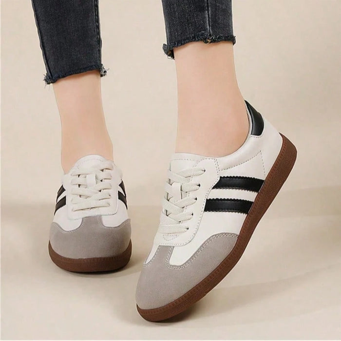 Zapatillas de mujer modernas, con cordones, rayas, cómodas y versátiles