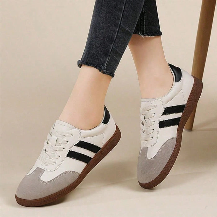 Zapatillas de mujer modernas, con cordones, rayas, cómodas y versátiles