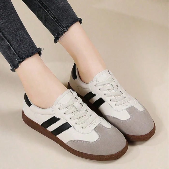 Zapatillas de mujer modernas, con cordones, rayas, cómodas y versátiles