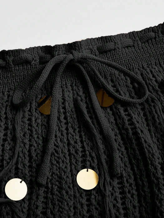 SHEIN SOLERSUN Conjunto de fiesta de verano para mujer en negro y dorado
