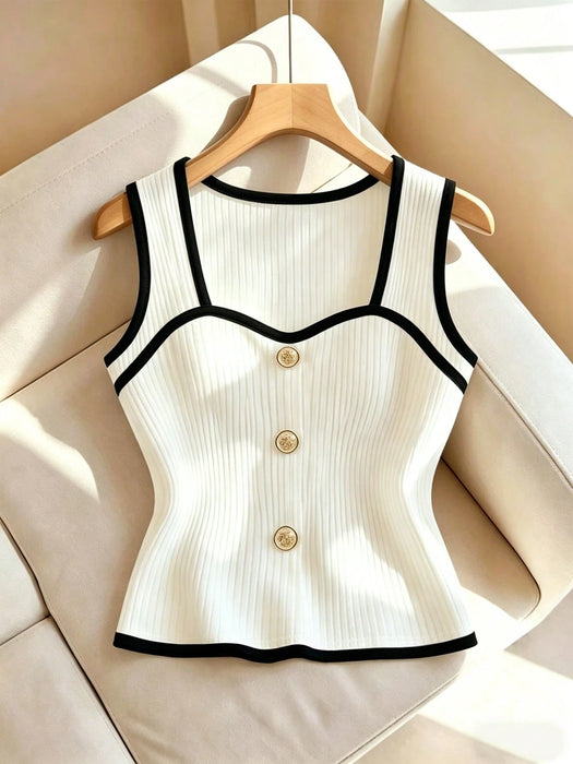 Shein GlowEve  top chaleco de verano blanco de mujer con material de textura