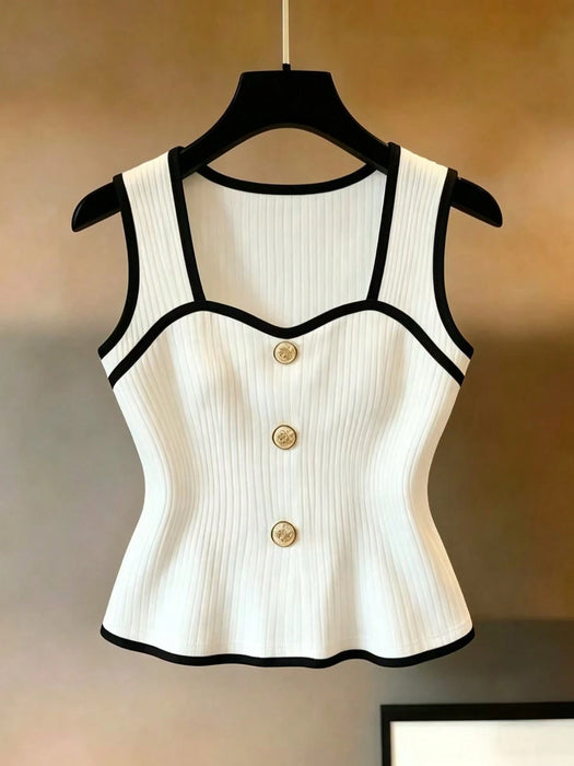Shein GlowEve  top chaleco de verano blanco de mujer con material de textura