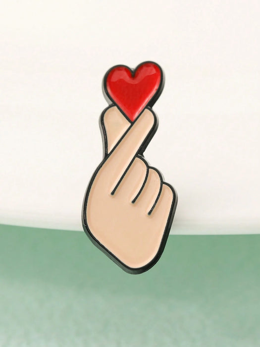 Shein 1 pieza Pin de esmalte con forma de corazón de dibujos animados lindos