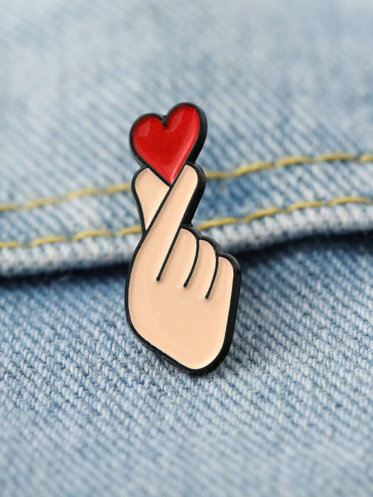 Shein 1 pieza Pin de esmalte con forma de corazón de dibujos animados lindos