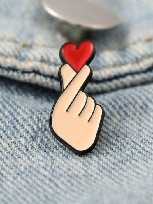 Shein 1 pieza Pin de esmalte con forma de corazón de dibujos animados lindos