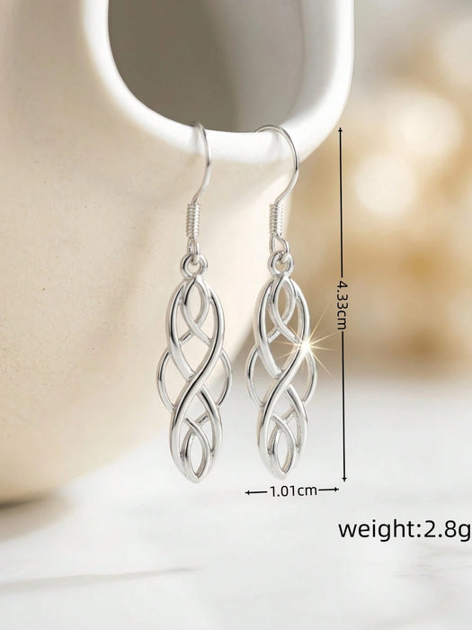 1 par de pendientes colgantes sencillos con diseño retorcido para mujer