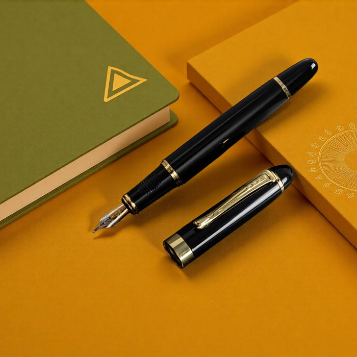 Pluma estilográfica retro totalmente metálica / Bolígrafo clásico negro para negocios