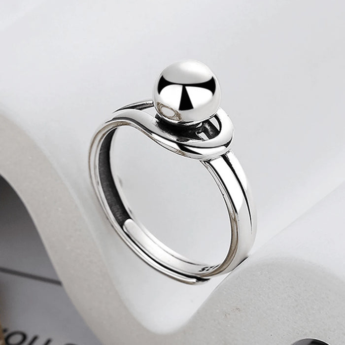 1 anillo vintage de plata de ley 925 con acabado envejecido para mujer, sencillo anillo ajustable abierto