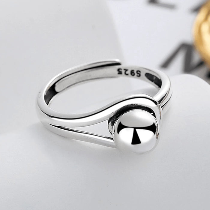 1 anillo vintage de plata de ley 925 con acabado envejecido para mujer, sencillo anillo ajustable abierto