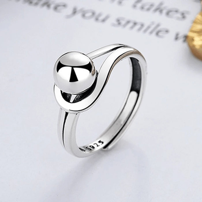 1 anillo vintage de plata de ley 925 con acabado envejecido para mujer, sencillo anillo ajustable abierto