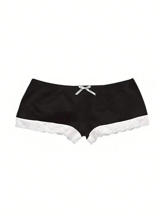 Shein QUELARIE Conjunto de dos piezas de camisola y shorts de encaje en contraste para mujer