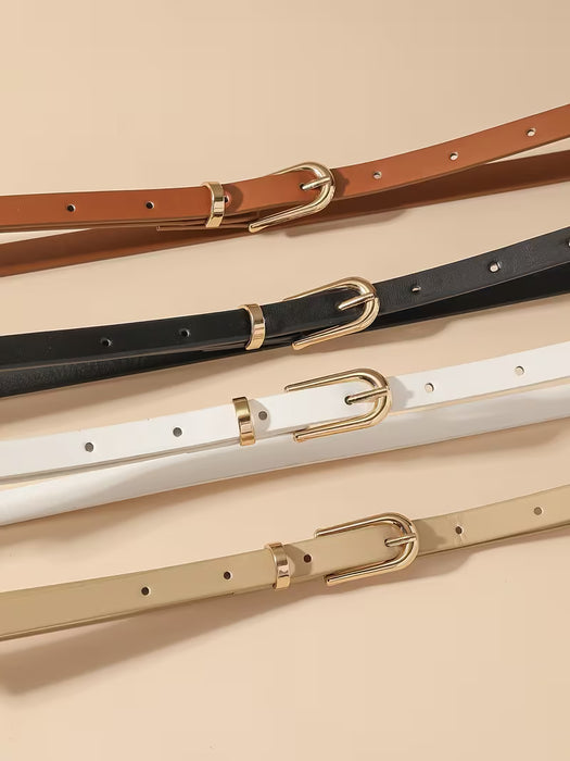 Pack de 4 Cinturones de PU para Mujer Delgados de Moda