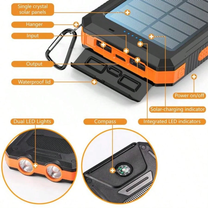 Loze Batería externa con cargador solar de 10000 mAh