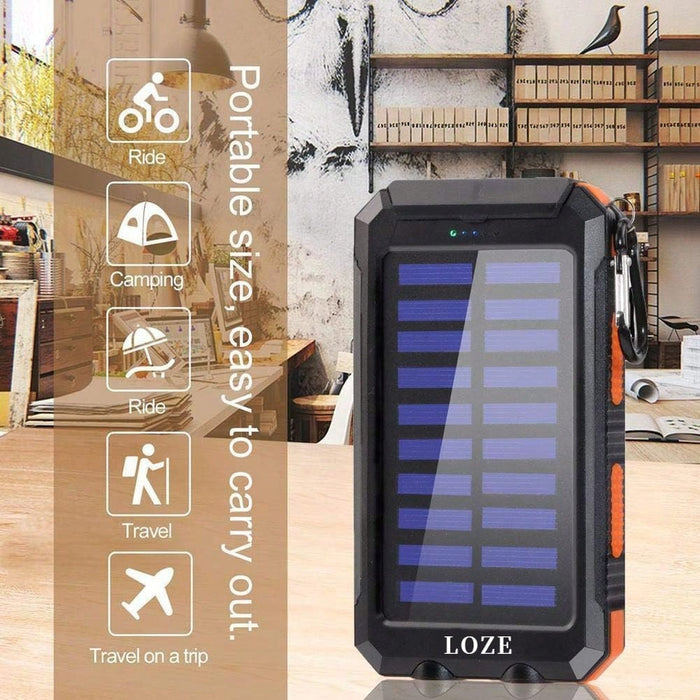 Loze Batería externa con cargador solar de 10000 mAh
