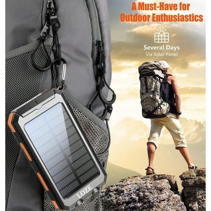 Loze Batería externa con cargador solar de 10000 mAh