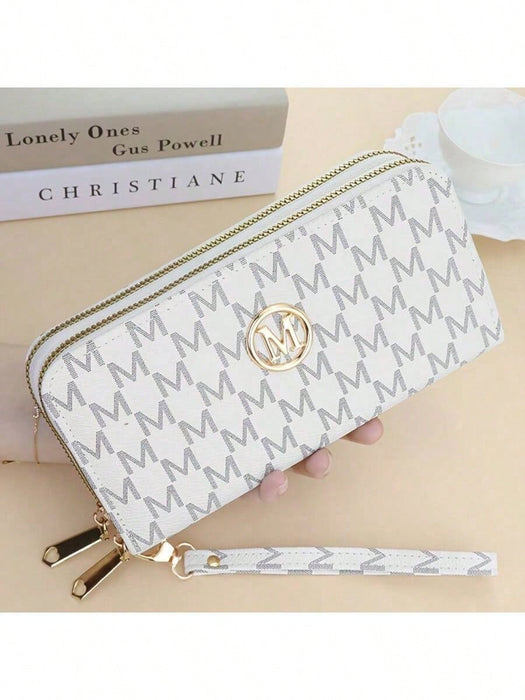 Shein bolso de mano grande de mujer con doble cremallera con estampado de la letra M