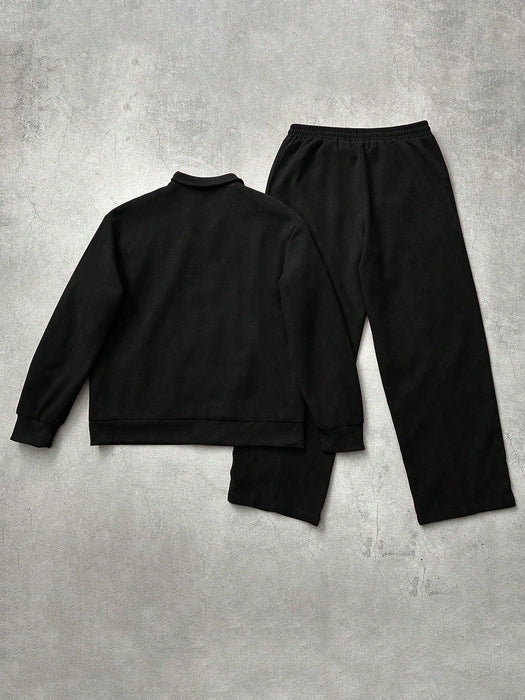 SHEIN STYNVO Manfinity Streetrush Traje casual para hombre, chaqueta de manga larga y pantalón con estampado