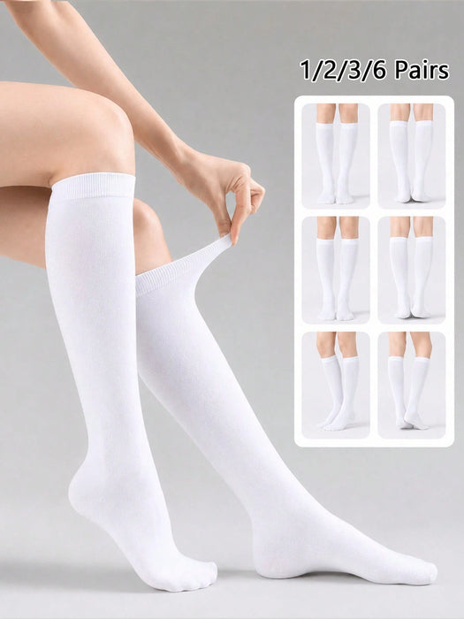 Shein 6 pares de calcetines de punto acanalado hasta la pantorrilla para mujer