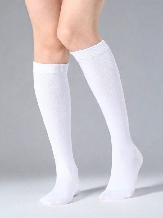 Shein 6 pares de calcetines de punto acanalado hasta la pantorrilla para mujer