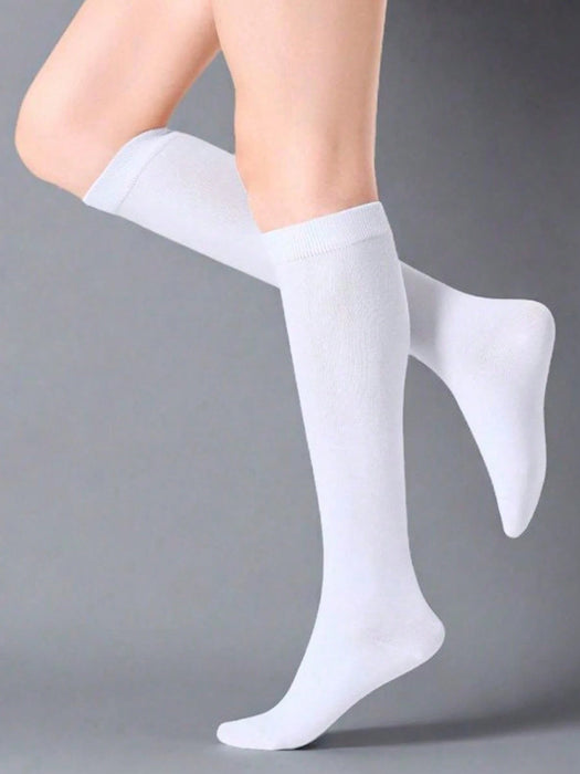 Shein 6 pares de calcetines de punto acanalado hasta la pantorrilla para mujer