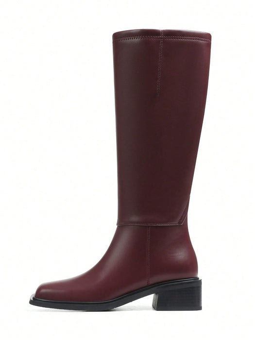 SHEIN Botas altas para mujer de plataforma con tacón grueso y bloque